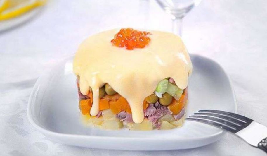 Рецепт оливье с языком