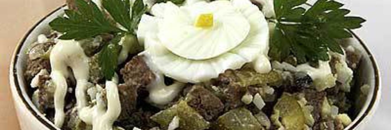 Салат из печени с грибами