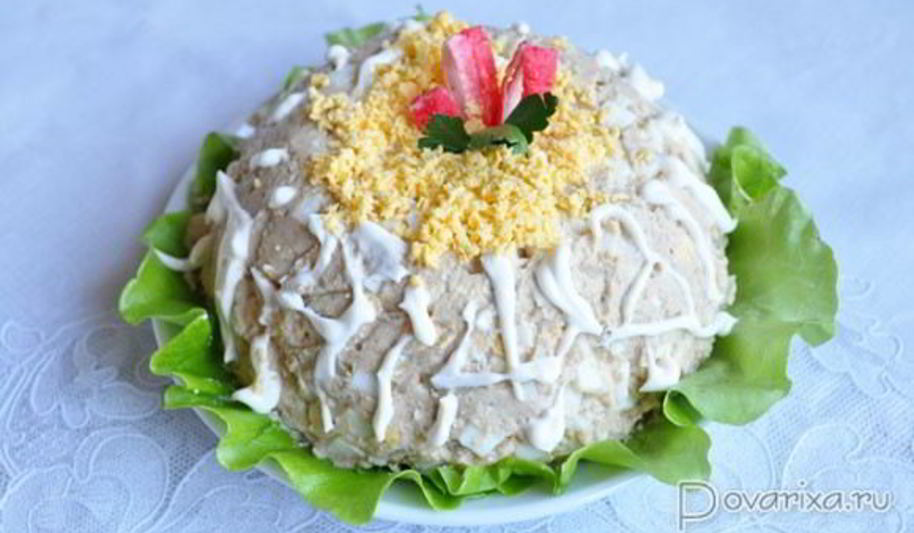 Рецепт салата из печени трески классический