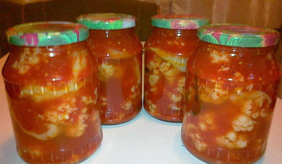 Рецепт салата из цветной капусты на зиму