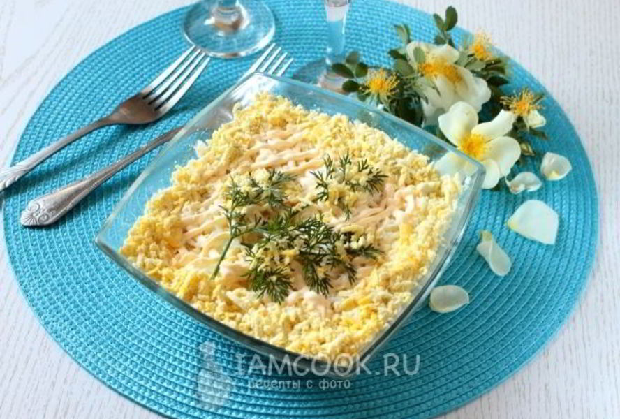 Салат Мимоза с сайрой