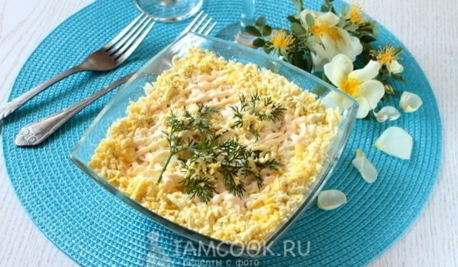 Рецепт салата мимоза с сайрой