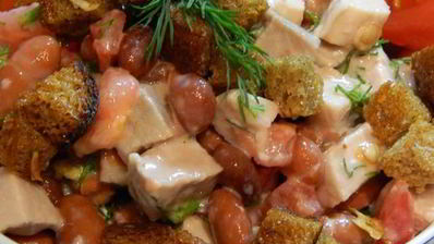 салат мясной с фасолью