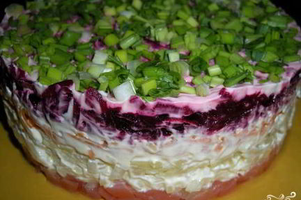 Селедка под шубой с семгой