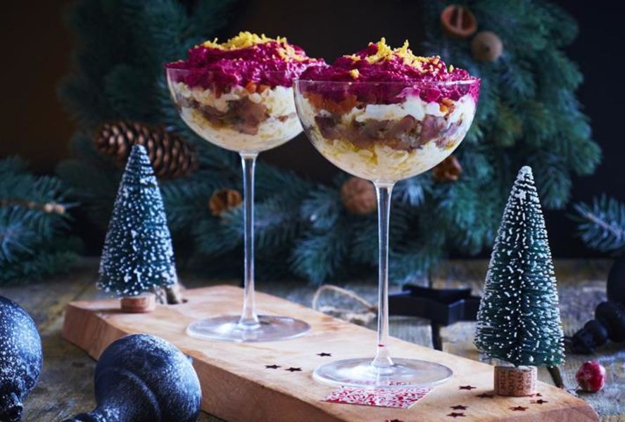 Селедка под шубой в бокалах