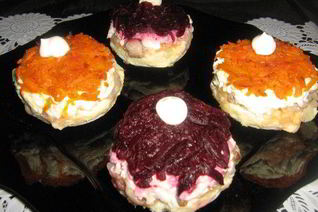 Закусочные пирожные Селедка под шубой