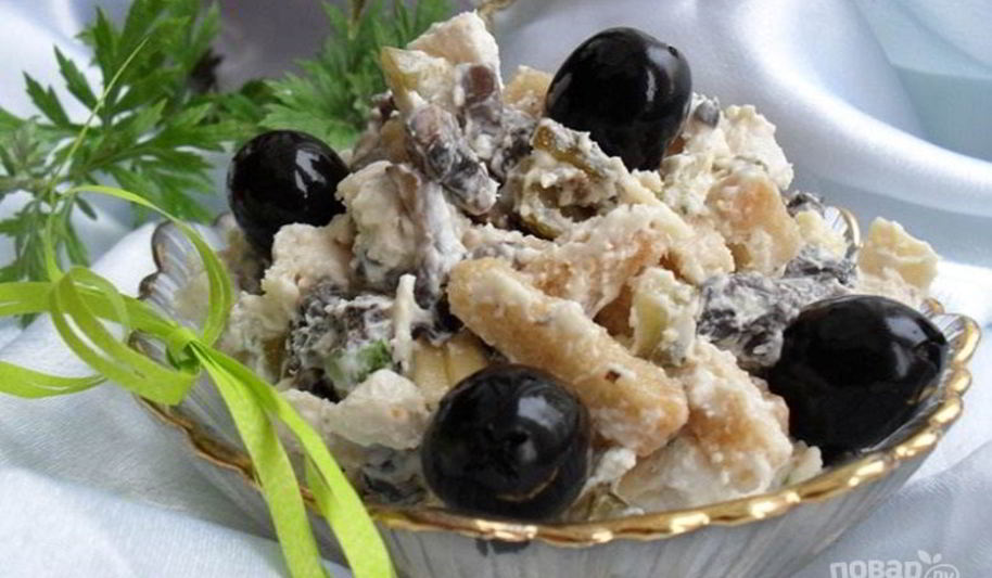 Рецепт салата с грибами маринованными