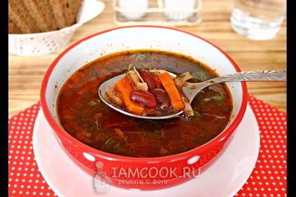 Борщ без картошки с фасолью