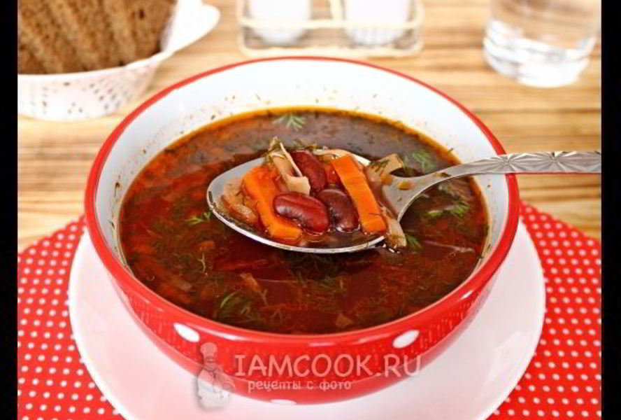 Борщ без картошки с фасолью