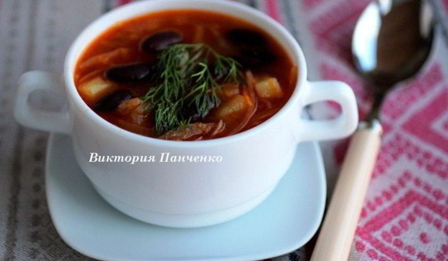 Рецепт борща с фасолью и белыми грибами