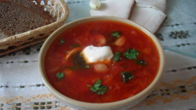 борщ с фасолью и яблоками