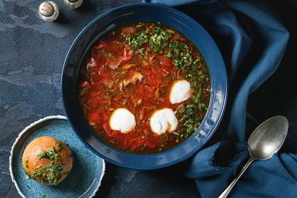 Борщ с копченым салом