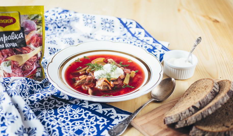 Рецепт борща с шампиньонами и кабачками