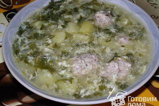 Борщ со щавелем и фрикадельками