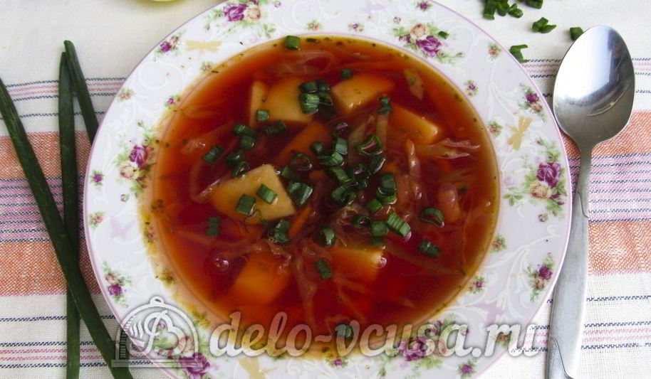 Рецепт красного борща с фасолью