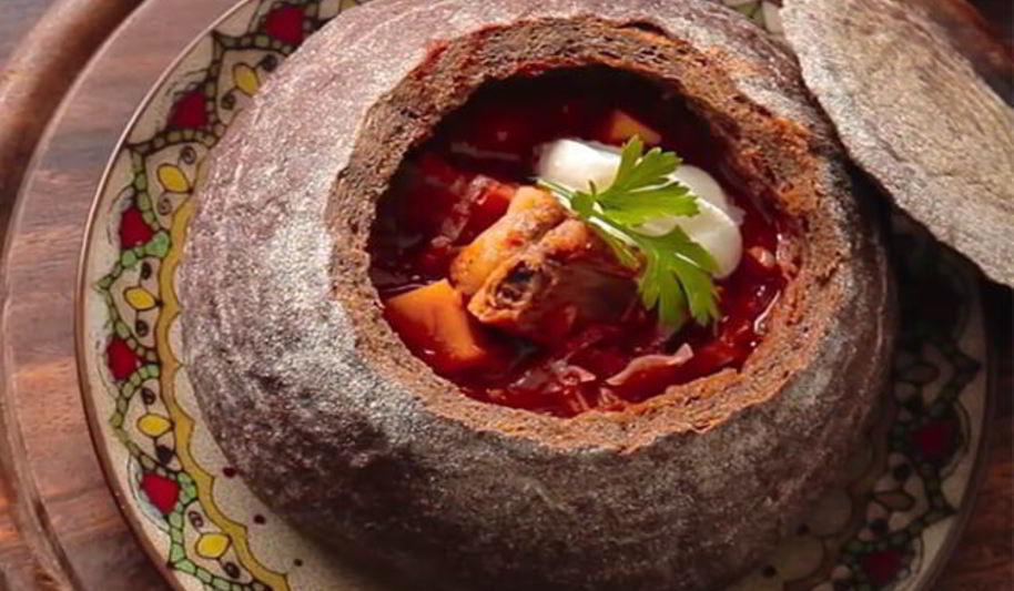 Рецепт украинского борща в хлебе