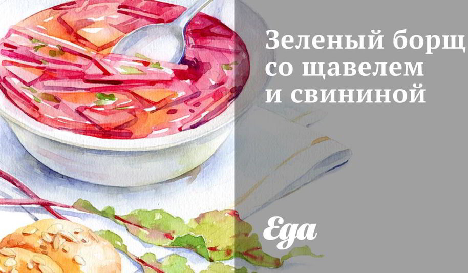 Рецепт зеленого борща со щавелем и свининой