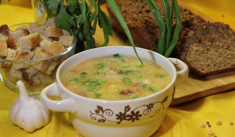 Рецепт горохового супа с копчеными ребрышками и курицей