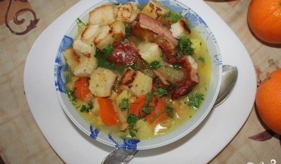 Рецепт супа горохового с копчеными ребрышками