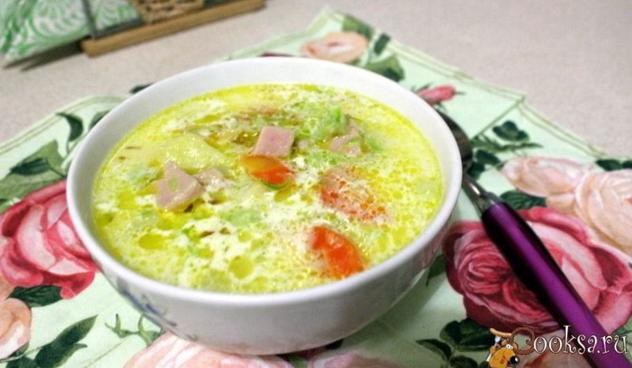 Рецепт кабачкового супа с ветчиной и плавленным сыром