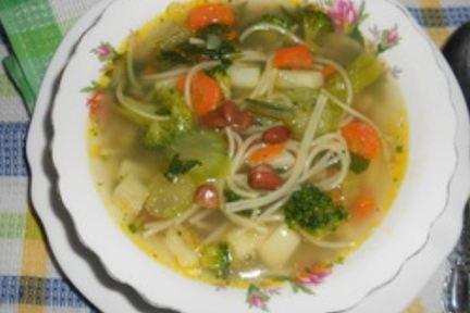 Куриный суп с фасолью и спагетти