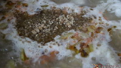 куриный суп с картофельными клецками и гречневыми хлопьями