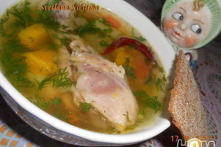 Куриный суп с тыквой и цветной капустой