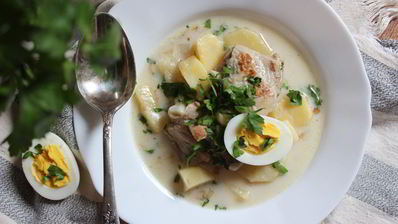 куриный суп с яйцом и сливками