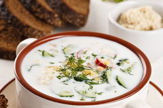 Белая окрошка с рыбой