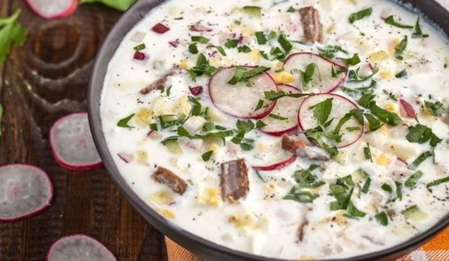 Рецепт окрошки на бульоне из говядины