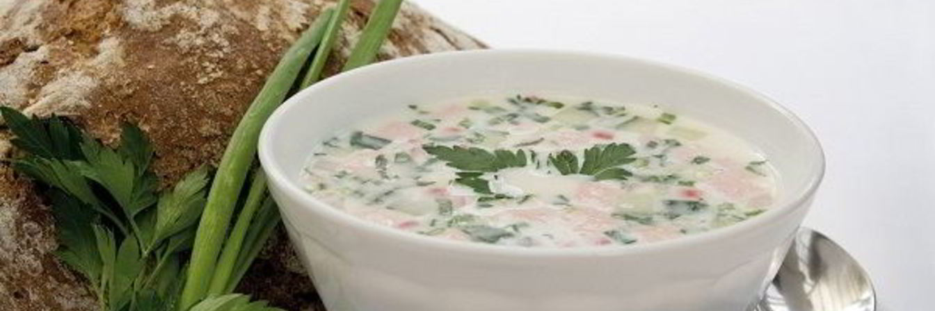 Окрошка с колбасой на майонезе