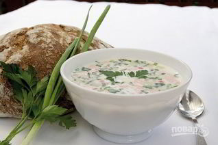 Окрошка с колбасой на майонезе