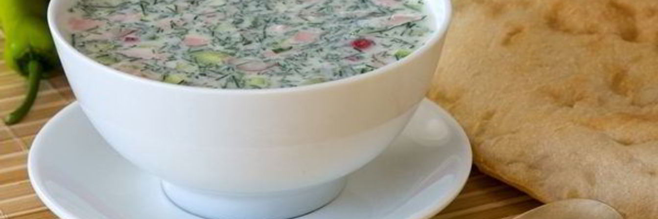 Окрошка с копченой колбасой