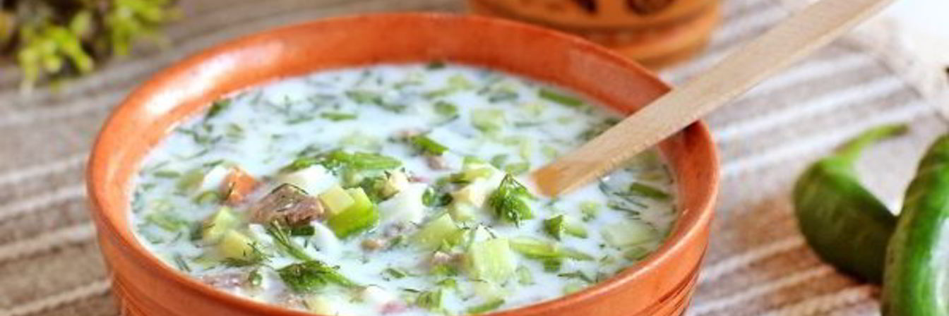 Окрошка с мясом на кефире