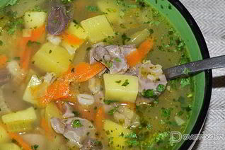 Рассольник с куриными потрошками