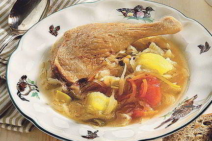 Густые щи с уткой