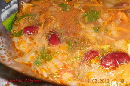 Постные щи с фасолью