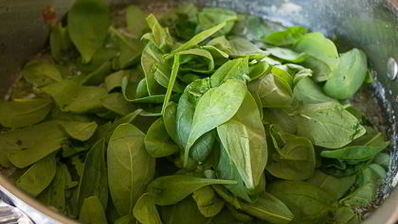 сливочный суп с курицей и шпинатом