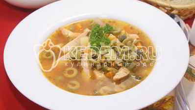 рыбная солянка и семгой и оливками