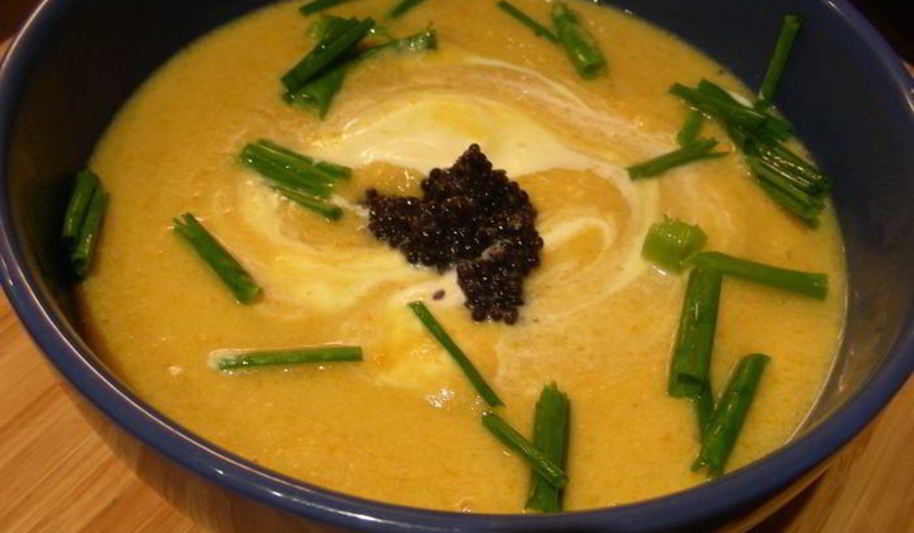 Рецепт супа-пюре из лосося с икрой