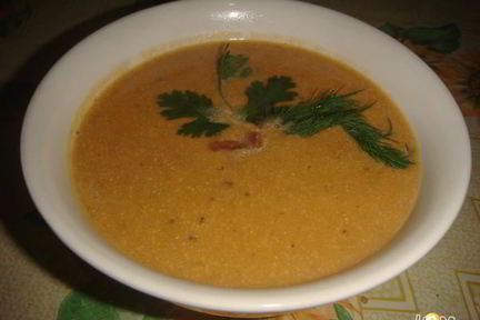 Суп-пюре из тыквы и морепродуктов