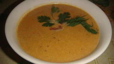 суп-пюре из тыквы и морепродуктов