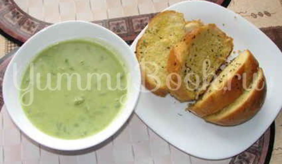 Рецепт супа-пюре из зеленого горошка и ароматный хлеб с травами