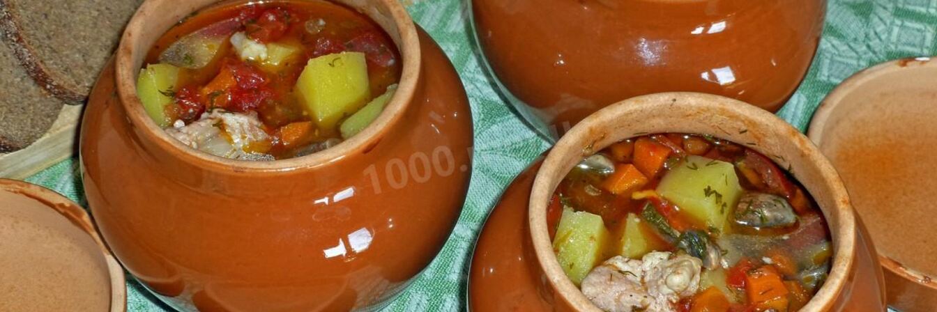 Суп в горшочках в духовке