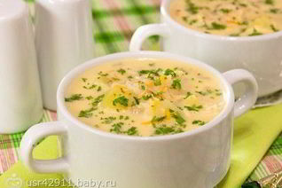 Сырный суп с курицей и грибами