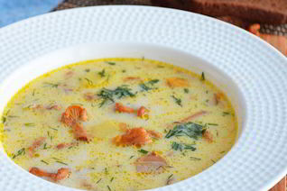 Сырный суп с лисичками