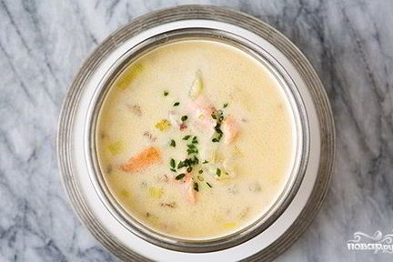 Сырный суп с семгой