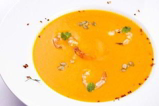 Тыквенный крем-суп с креветками