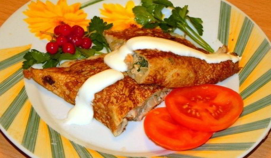 Рецепт блинчиков, фаршированных курицей