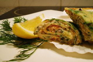 Блинчики с копченым лососем